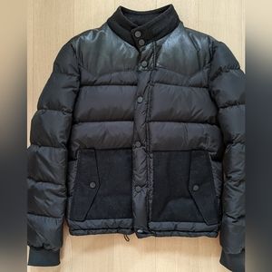 Hosio Italian Puffer Jacket, size 48 Italian, fits like a small - leather detail